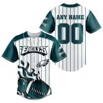Personalized Philadelphia Eagles Flame Ball Cross White Baseball Jersey