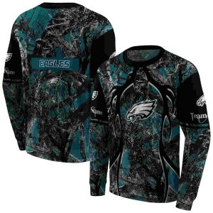 Personalized Philadelphia Eagles Hunting Theme Green Black AOP Sweatshirt