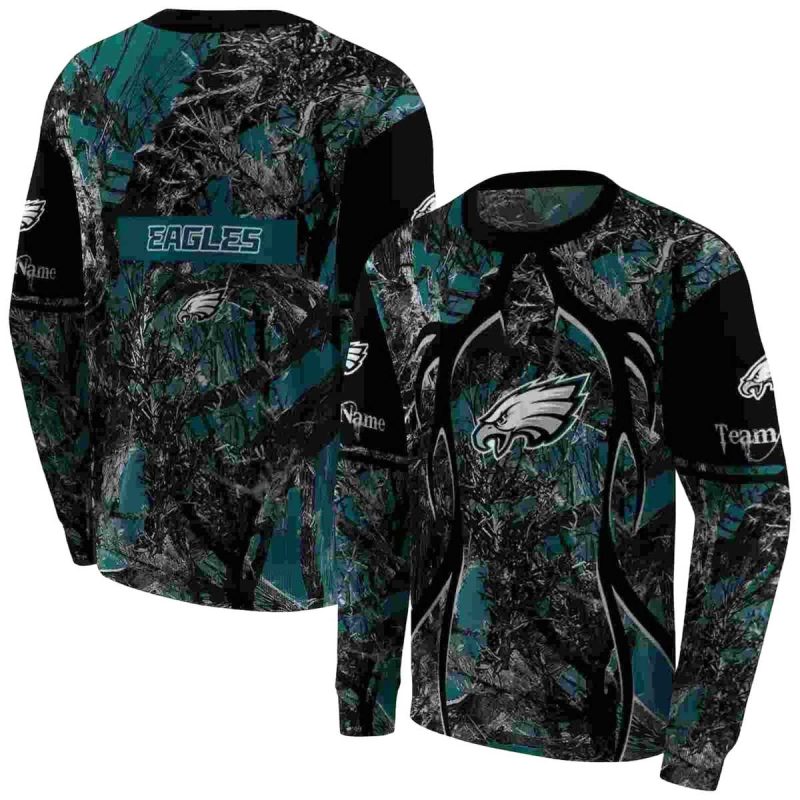 Personalized Philadelphia Eagles Hunting Theme Green Black Aop Sweatshirt 1