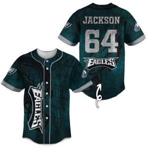 Personalized Philadelphia Eagles Logo Dark Green Baseball Jersey