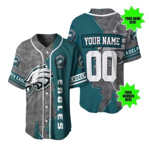 Personalized Philadelphia Eagles Logo In My Heart Baseball Jersey