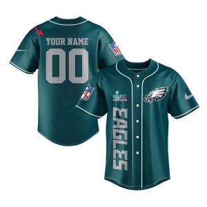 Personalized Philadelphia Eagles Logo Lovely Dark Green Baseball Jersey