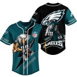 Personalized Philadelphia Eagles Mascot And Death Black And Green Baseball Jersey