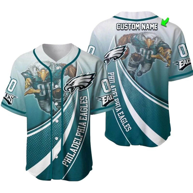 Personalized Philadelphia Eagles Mascot Curves Baseball Jersey 1