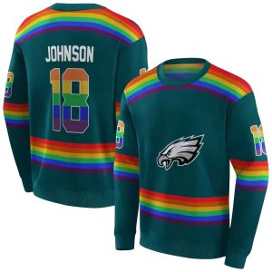 Personalized Philadelphia Eagles Rainbow Stripes Green AOP Sweatshirt