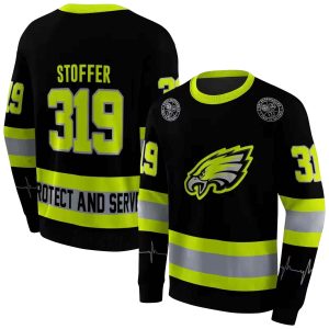 Personalized Philadelphia Eagles Safety Motif Black Neon Green AOP Sweatshirt
