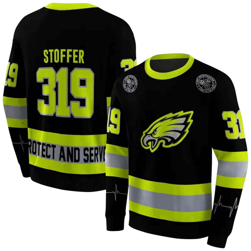 Personalized Philadelphia Eagles Safety Motif Black Neon Green Aop Sweatshirt 1