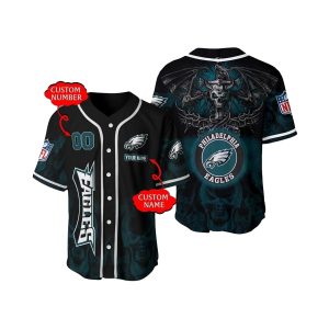 Personalized Philadelphia Eagles Spider Skull Baseball Jersey