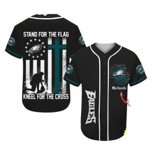 Personalized Philadelphia Eagles Stand For The Flag Kneel For The Cross Baseball Jersey