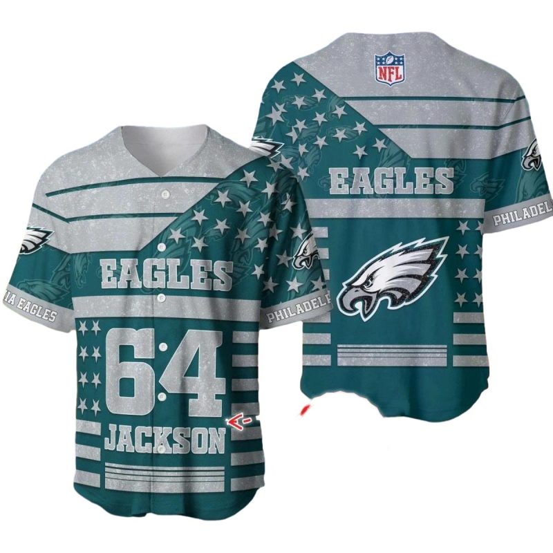 Personalized Philadelphia Eagles Stars Pattern Baseball Jersey 1