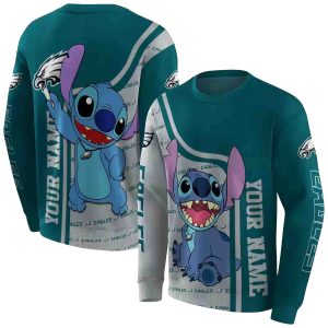 Personalized Philadelphia Eagles Stitch Green AOP Sweatshirt