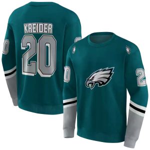 Personalized Philadelphia Eagles Striped Sleeves Green AOP Sweatshirt