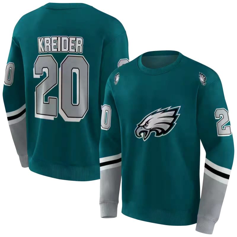 Personalized Philadelphia Eagles Striped Sleeves Green Aop Sweatshirt 1