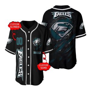 Personalized Philadelphia Eagles Superman Baseball Jersey