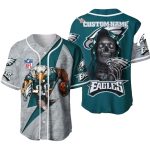 Personalized Philadelphia Eagles The Reaper And Mascot Baseball Jersey