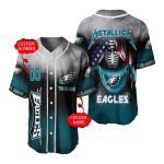 Personalized Philadelphia Eagles Us Flag And Skeleton Baseball Jersey