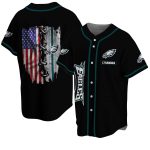 Personalized Philadelphia Eagles Us Flag Black Baseball Jersey