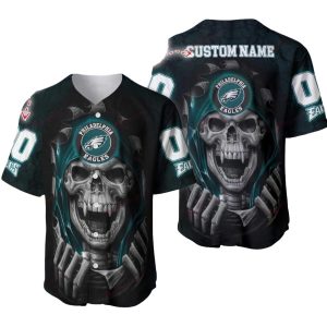Personalized Philadelphia Eagles Vampire Skull Baseball Jersey
