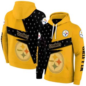 Personalized Pittsburgh Steelers Abstract Shape Gold Black AOP Hoodie