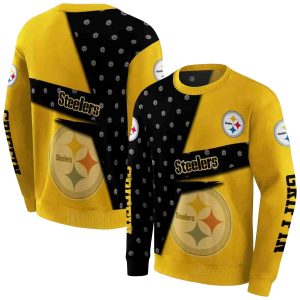 Personalized Pittsburgh Steelers Abstract Shape Gold Black AOP Sweatshirt