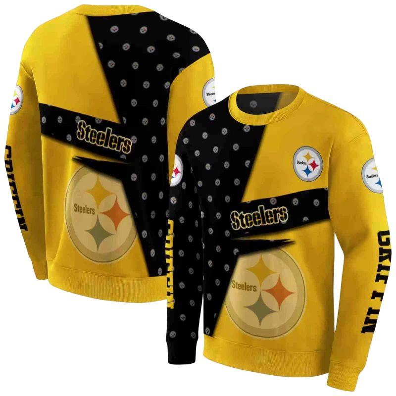 Personalized Pittsburgh Steelers Abstract Shape Gold Black Aop Sweatshirt 1