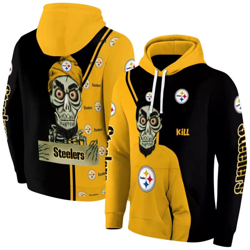 Personalized Pittsburgh Steelers Achmed Skull Gold Aop Hoodie 1
