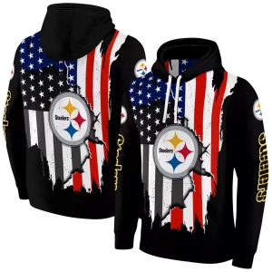 Personalized Pittsburgh Steelers American Pride Black AOP Hoodie