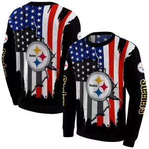 Personalized Pittsburgh Steelers American Pride Black AOP Sweatshirt