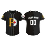 Personalized Pittsburgh Steelers And Pirates Black Baseball Jersey