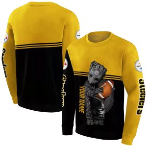 Personalized Pittsburgh Steelers Baby Groot Gold Black AOP Sweatshirt
