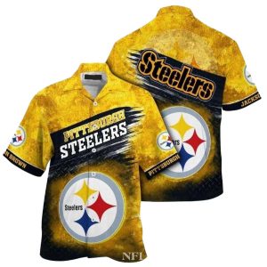 Personalized Pittsburgh Steelers Beachside Football Yellow Vintage Hawaiian Shirt
