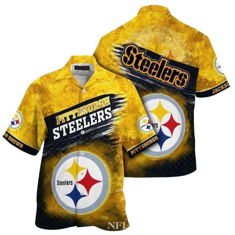Personalized Pittsburgh Steelers Beachside Football Yellow Vintage Hawaiian Shirt 1