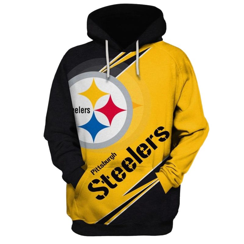 Personalized Pittsburgh Steelers Big Logo Black And Yellow Pattern Aop Hoodie 1