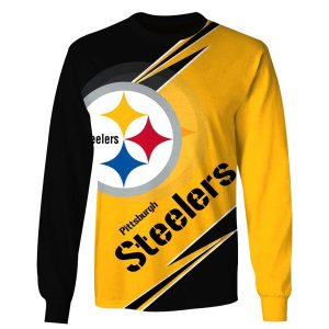 Personalized Pittsburgh Steelers Big Logo Black And Yellow Pattern AOP Sweatshirt
