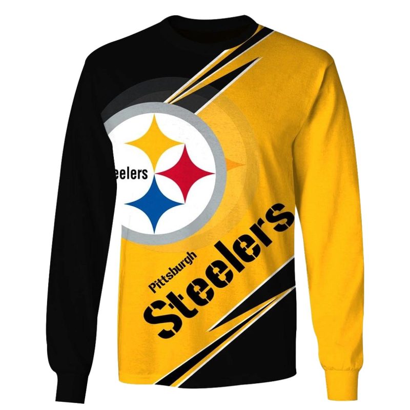 Personalized Pittsburgh Steelers Big Logo Black And Yellow Pattern Aop Sweatshirt 1