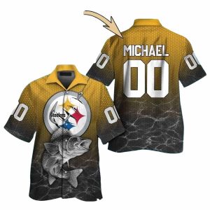 Personalized Pittsburgh Steelers Black And Gold Fish Hawaiian Shirt