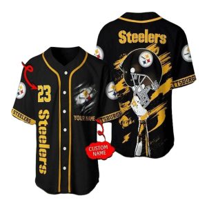 Personalized Pittsburgh Steelers Black Rugby Hat Baseball Jersey