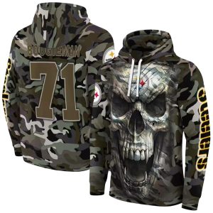 Personalized Pittsburgh Steelers Camo Skull AOP Hoodie