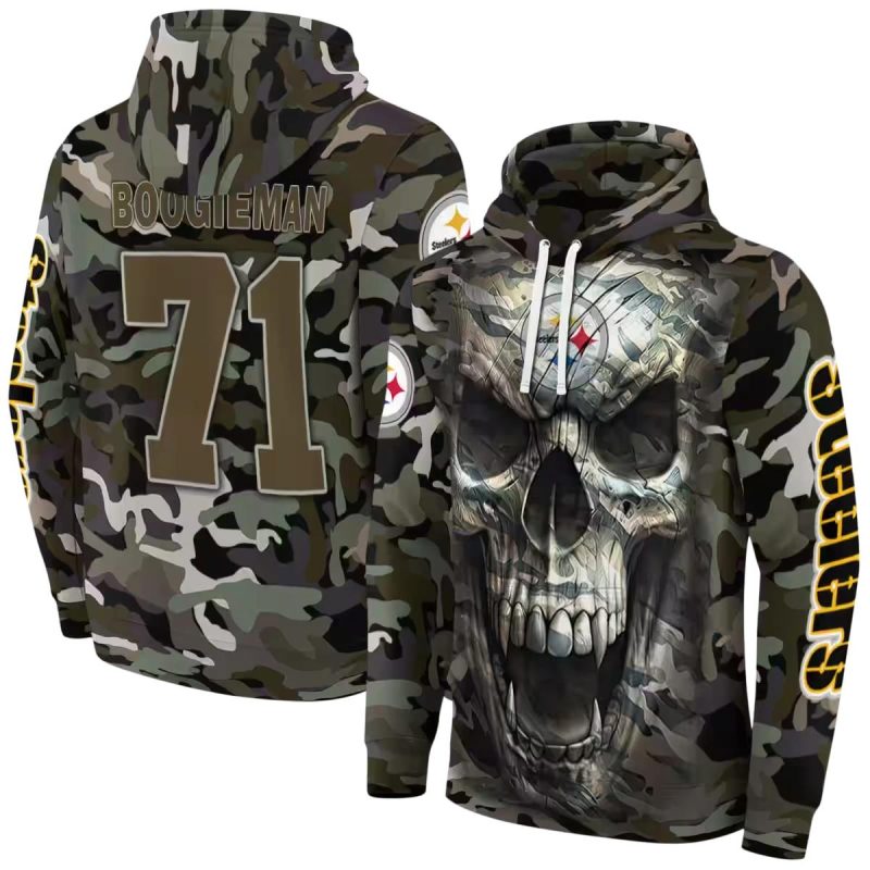 Personalized Pittsburgh Steelers Camo Skull Aop Hoodie 1