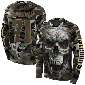 Personalized Pittsburgh Steelers Camo Skull AOP Sweatshirt