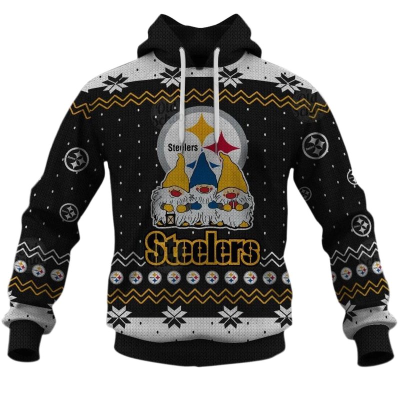 Personalized Pittsburgh Steelers Chrismas Gnomies Sweater Style 2025 Aop Hoodie 1
