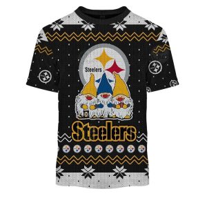 Personalized Pittsburgh Steelers Chrismas Gnomies Sweater Style 2025 AOP T-Shirt