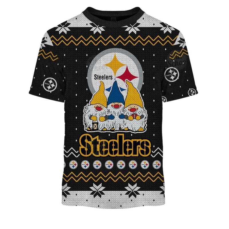 Personalized Pittsburgh Steelers Chrismas Gnomies Sweater Style 2025 Aop T Shirt 1