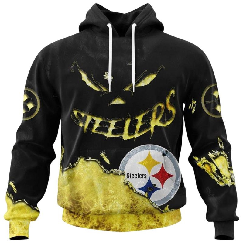Personalized Pittsburgh Steelers Devil Eyes Gift For Fans Aop Hoodie 1