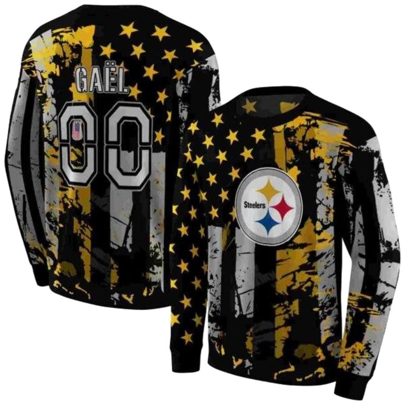 Personalized Pittsburgh Steelers Distressed Flag Gold Black Aop Sweatshirt 1