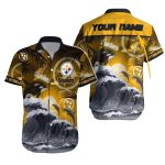 Personalized Pittsburgh Steelers Dolphins Ocean Waves Hawaiian Shirt