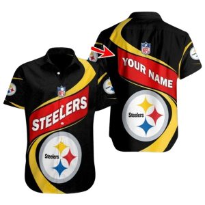 Personalized Pittsburgh Steelers Dynamic Play Black And Red Pattern Hawaiian Shirt