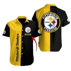 Personalized Pittsburgh Steelers Field Day Yellow And Black Split Hawaiian Shirt