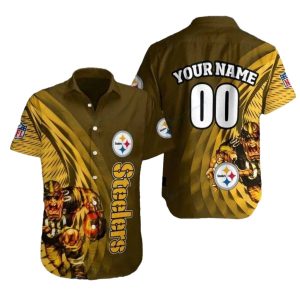 Personalized Pittsburgh Steelers Fiery Team Mascot Motif Hawaiian Shirt