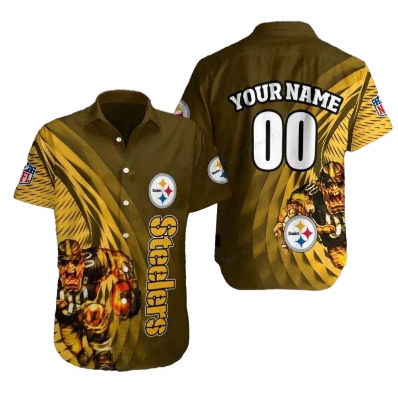 Personalized Pittsburgh Steelers Fiery Team Mascot Motif Hawaiian Shirt 1